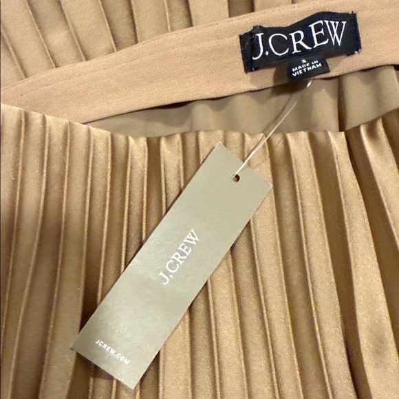NWT J. Crew Tan A-Line Pleated Satin Skirt - Picture 5 of 6